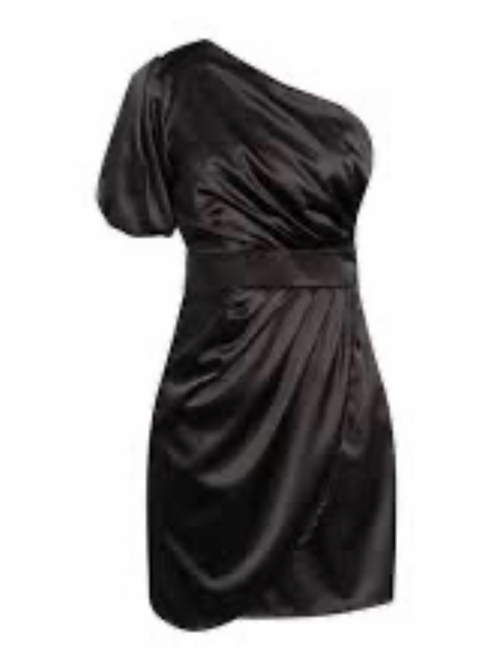 Vanessa Scott One-Shoulder Black Satin Cocktail Dress NWT M